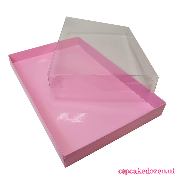 Cookie Box mit Deckel transparent - Pink