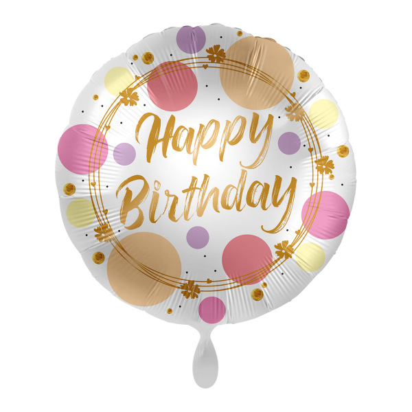 Folienballon - Happy Birthday Dots 43cm