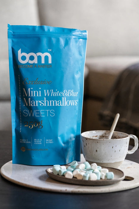 BAM - Mini Marshmallows weiß/blau 250g