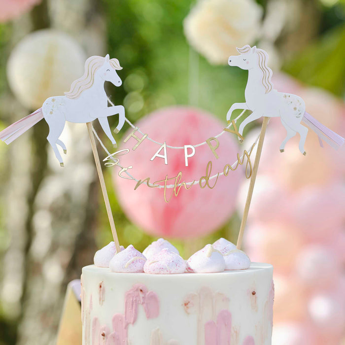 GingerRay - Cake Topper Princess Horse Happy Birthday