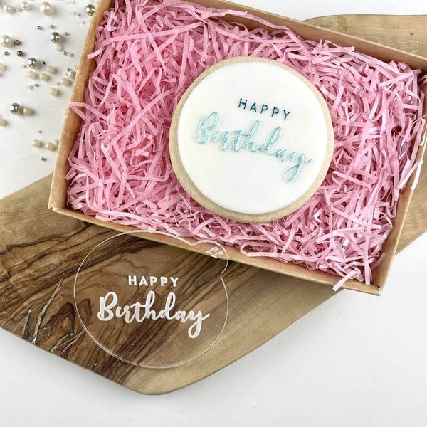 Lissie Lou - Cookie Embosser  "Swirls & Curls Happy Birthday in Two Fonts"