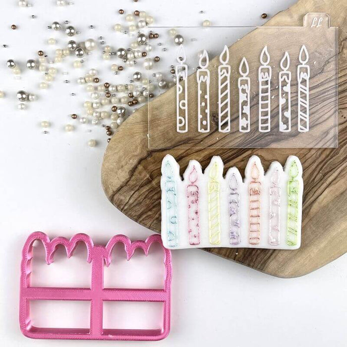 Lissie Lou - Cookie Cutter & Embosser  "Swirls and Curls Birthday Candles"