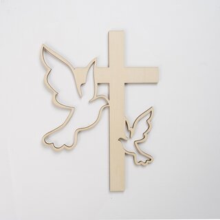 CakeTopper - Holz Kreuz mit Tauben