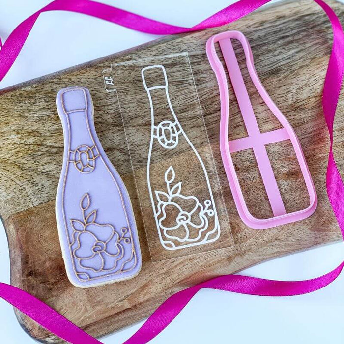 Lissie Lou - Cookie Cutter & Embosser  "Champagne Bottle Style 2"