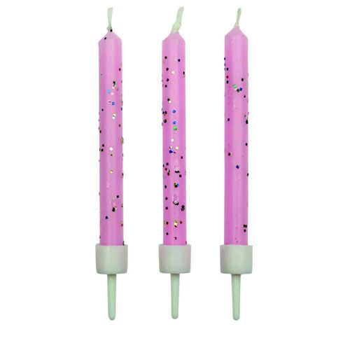 PME Candles Pink Glitter - 10 Stück