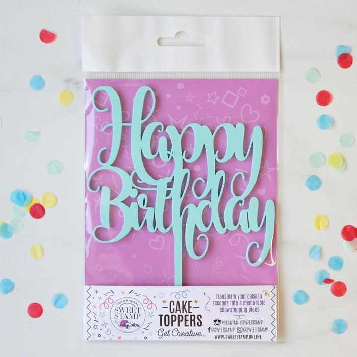 Funky Happy Birthday Cake Topper Mint