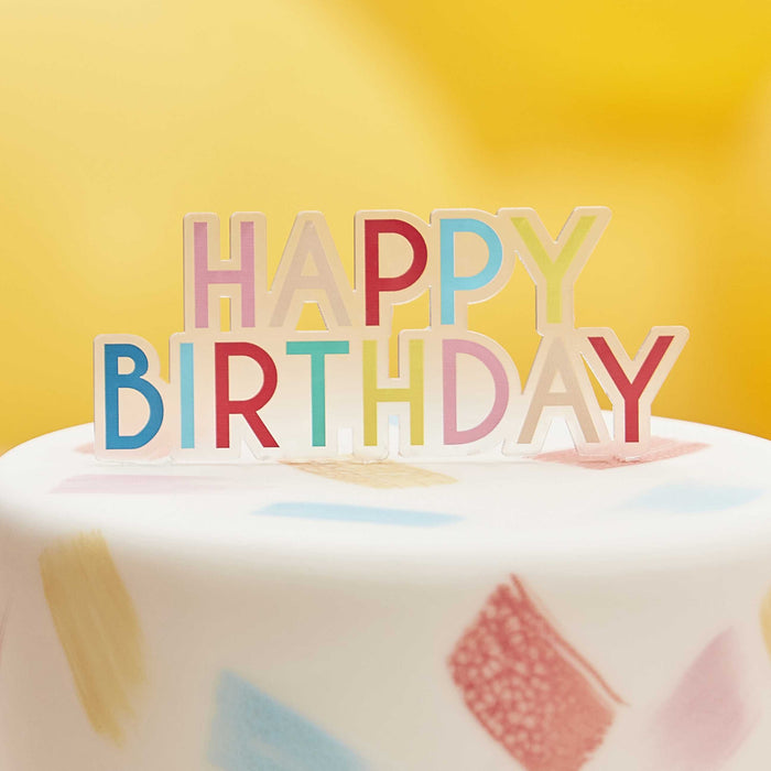 GingerRay - Cake Topper Happy Birthday Rainbow
