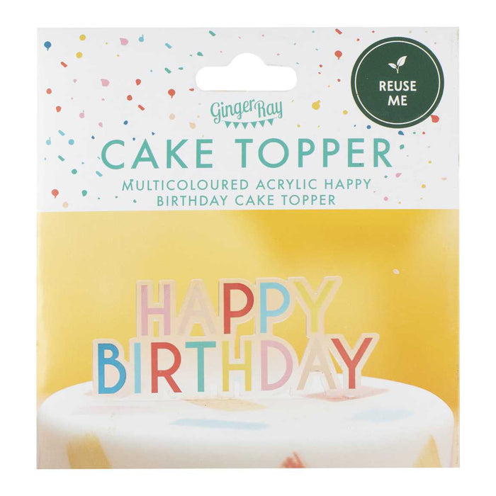 GingerRay - Cake Topper Happy Birthday Rainbow