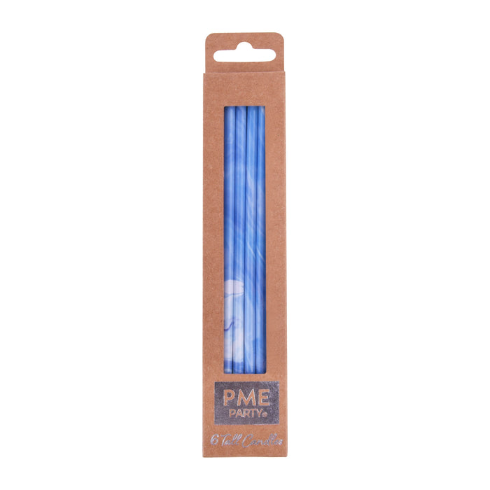 PME Extra Tall Candles- Blue Marble 6 Stück