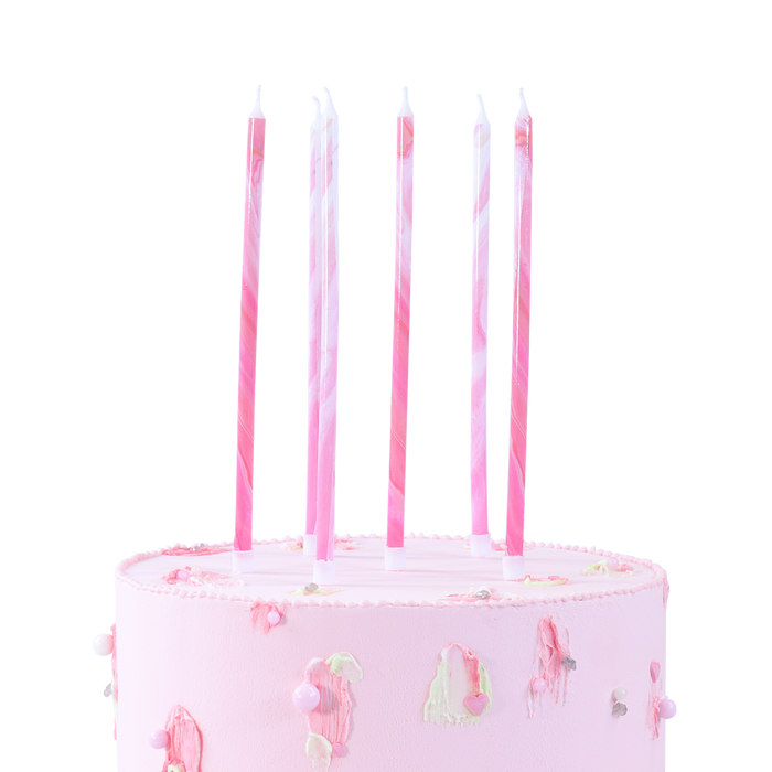 PME Extra Tall Candles- Pink Marble 6 Stück