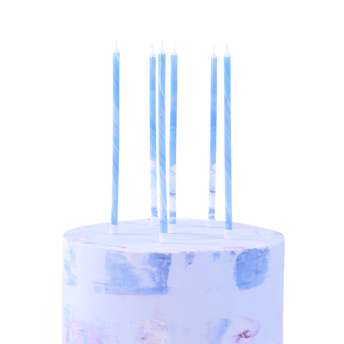 PME Extra Tall Candles- Blue Marble 6 Stück