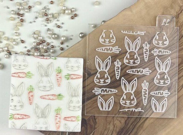 Lissie Lou - Texture Tile  "Rabbit and Carrot Easter"