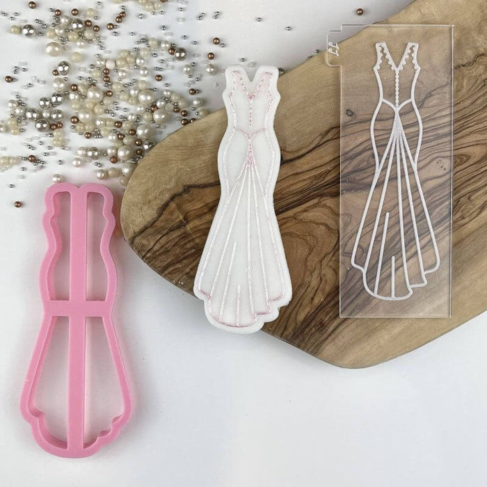 Lissie Lou - Cookie Cutter & Embosser "Wedding Dress with Train"